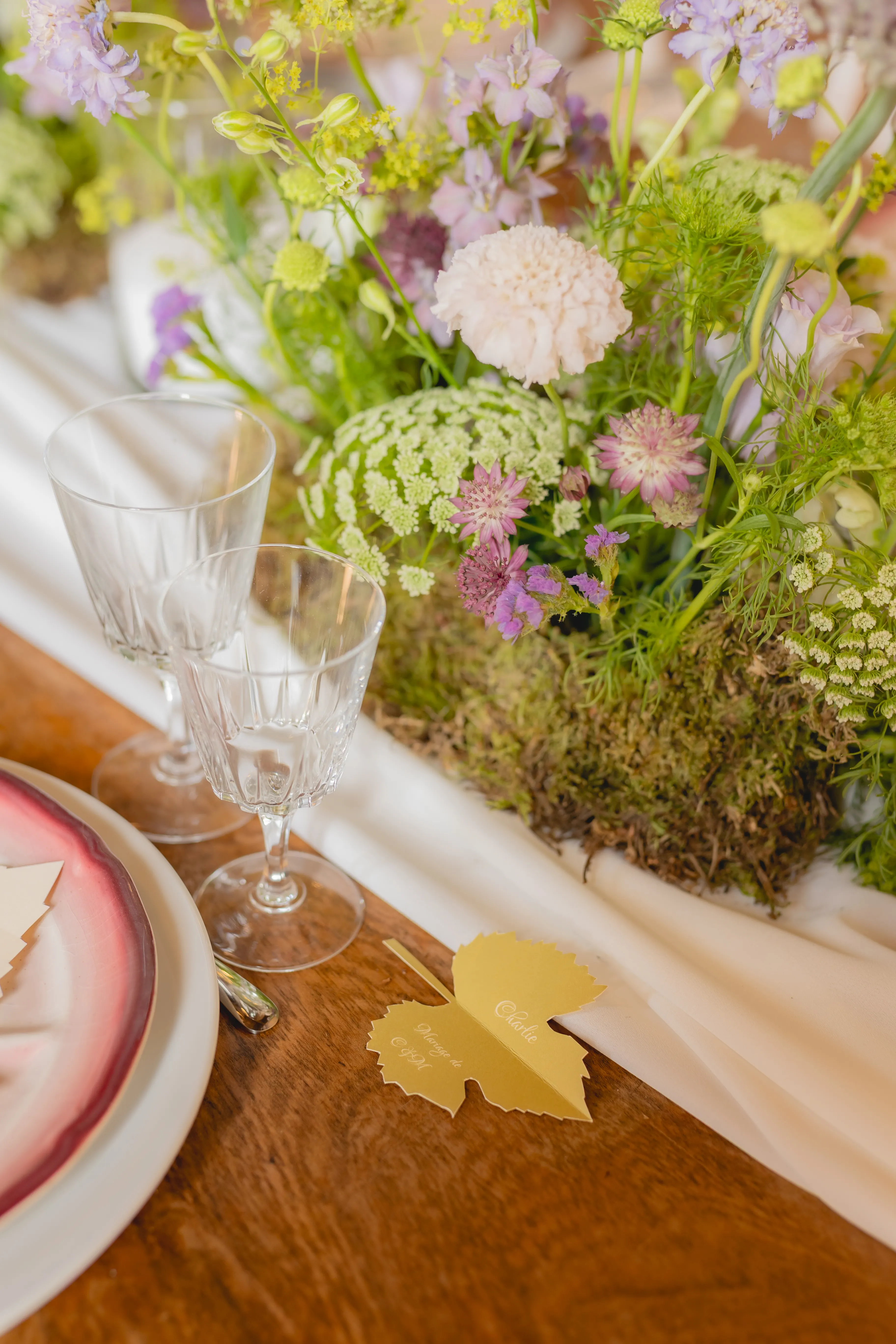 Marque-place de mariage - Feuille de vigne - réalisé par Juliette Alcaraz